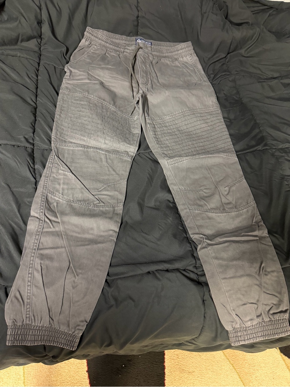 American Rag Men's Charcoal Jogger Pants with Quilted Knee Panels